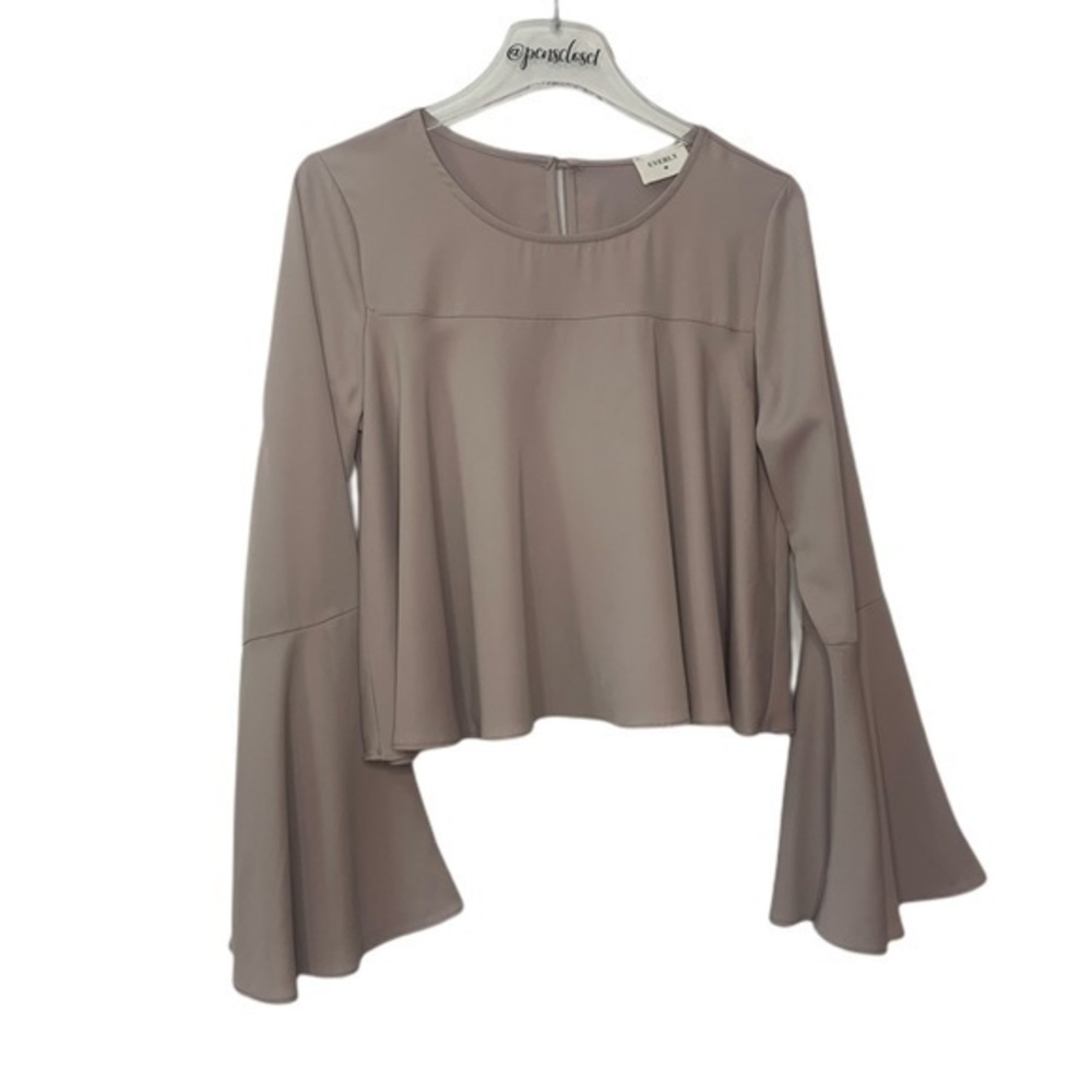 Revolve Everly Blush Long Bell Statement Sleeve Cropped Bohemian Top